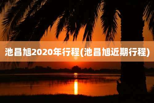 池昌旭2020年行程(池昌旭近期行程)