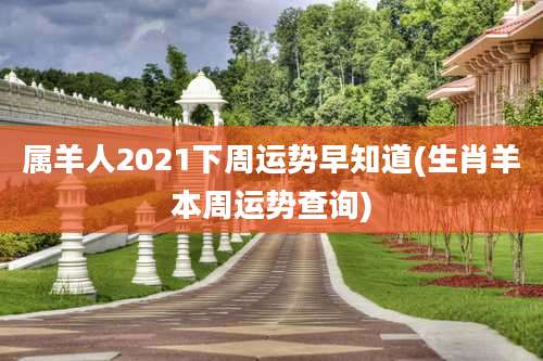 属羊人2021下周运势早知道(生肖羊本周运势查询)