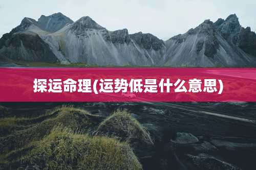 探运命理(运势低是什么意思)