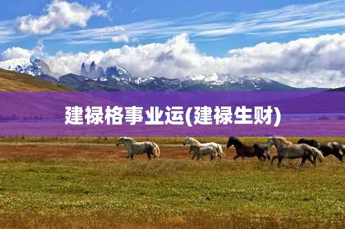 建禄格事业运(建禄生财)
