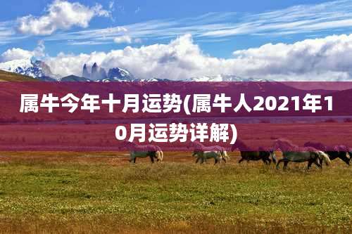 属牛今年十月运势(属牛人2021年10月运势详解)