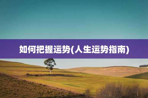 如何把握运势(人生运势指南)