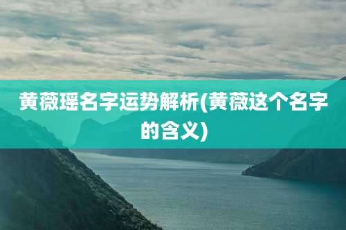 黄薇瑶名字运势解析(黄薇这个名字的含义)