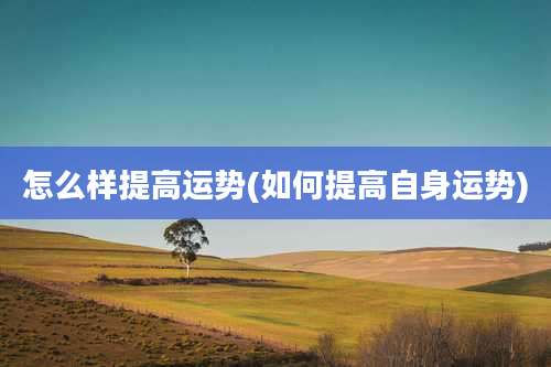 怎么样提高运势(如何提高自身运势)