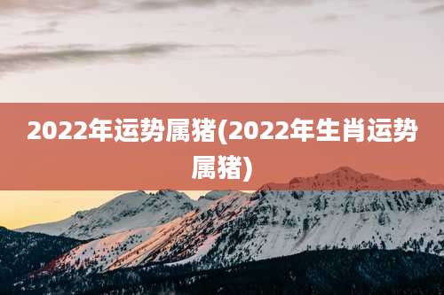 2022年运势属猪(2022年生肖运势属猪)
