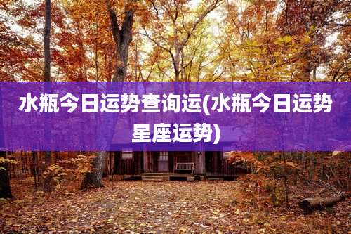水瓶今日运势查询运(水瓶今日运势星座运势)