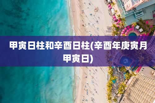 甲寅日柱和辛酉日柱(辛酉年庚寅月甲寅日)