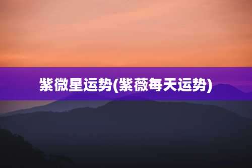 紫微星运势(紫薇每天运势)