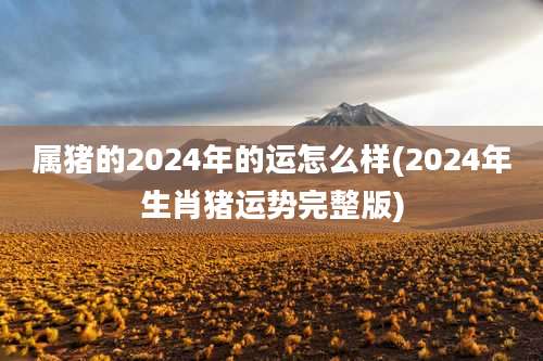 属猪的2024年的运怎么样(2024年生肖猪运势完整版)