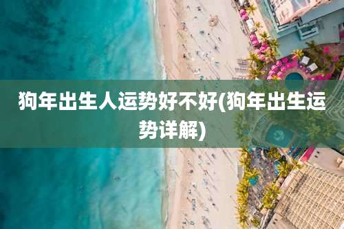 狗年出生人运势好不好(狗年出生运势详解)