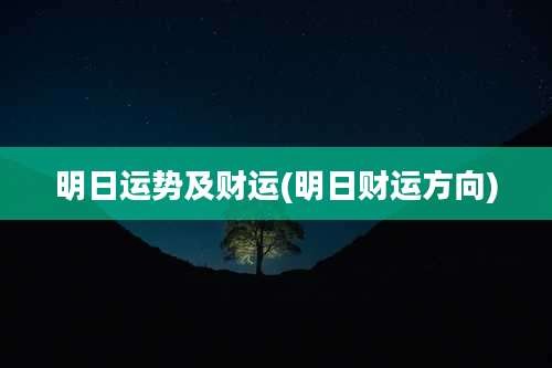 明日运势及财运(明日财运方向)