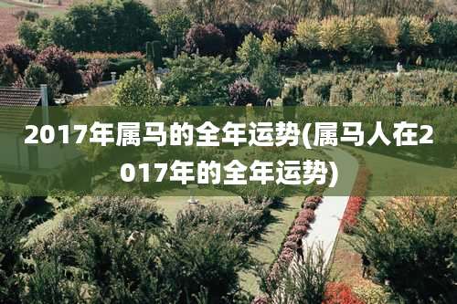 2017年属马的全年运势(属马人在2017年的全年运势)