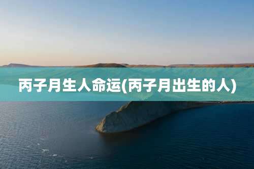 丙子月生人命运(丙子月出生的人)