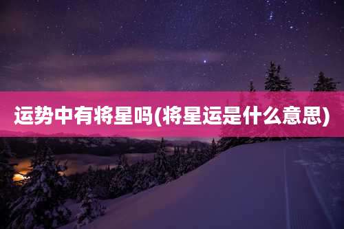 运势中有将星吗(将星运是什么意思)
