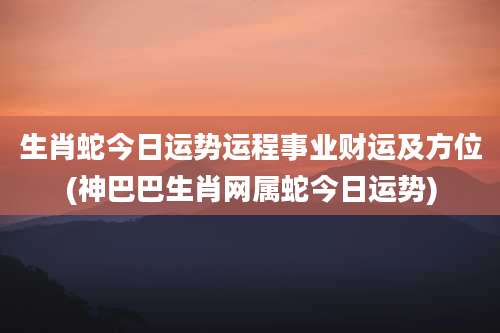 生肖蛇今日运势运程事业财运及方位(神巴巴生肖网属蛇今日运势)