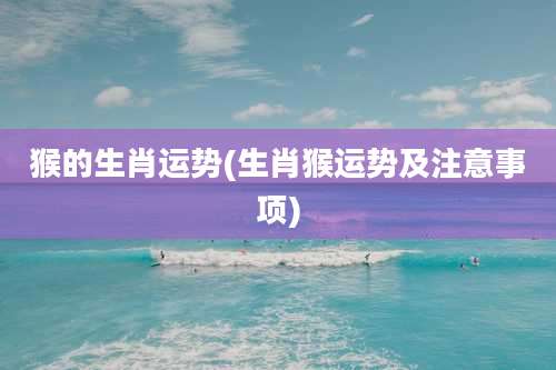 猴的生肖运势(生肖猴运势及注意事项)