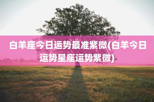 白羊座今日运势最准紫微(白羊今日运势星座运势紫微)