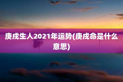 庚戍生人2021年运势(庚戍命是什么意思)