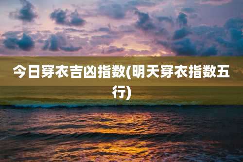 今日穿衣吉凶指数(明天穿衣指数五行)