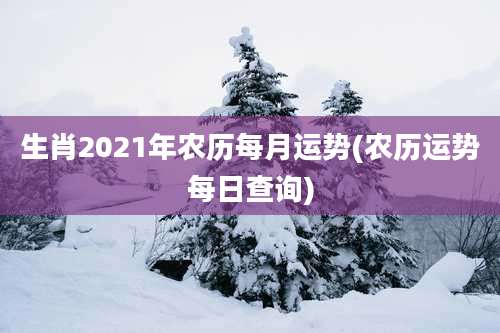 生肖2021年农历每月运势(农历运势每日查询)