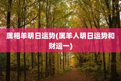 属相羊明日运势(属羊人明日运势和财运一)