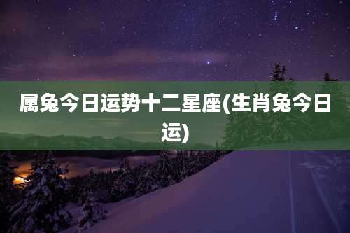 属兔今日运势十二星座(生肖兔今日运)