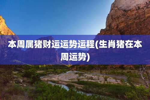 本周属猪财运运势运程(生肖猪在本周运势)