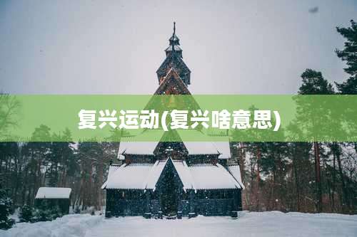 复兴运动(复兴啥意思)