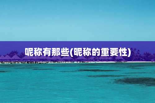 呢称有那些(昵称的重要性)