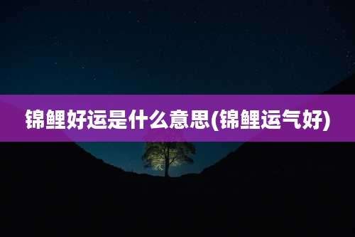 锦鲤好运是什么意思(锦鲤运气好)