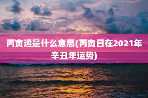 丙寅运是什么意思(丙寅日在2021年辛丑年运势)