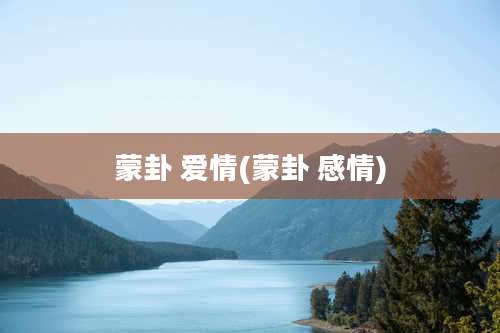 蒙卦 爱情(蒙卦 感情)