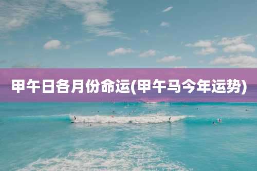 甲午日各月份命运(甲午马今年运势)