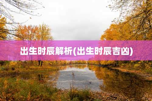 出生时辰解析(出生时辰吉凶)