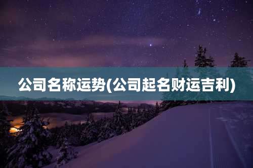 公司名称运势(公司起名财运吉利)