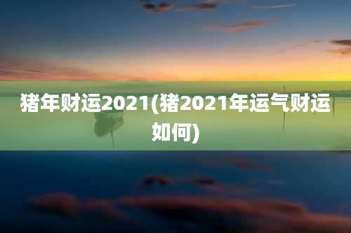 猪年财运2021(猪2021年运气财运如何)