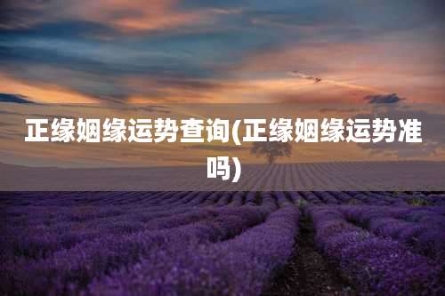 正缘姻缘运势查询(正缘姻缘运势准吗)