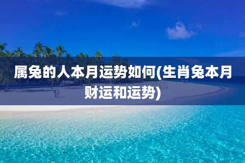 属兔的人本月运势如何(生肖兔本月财运和运势)