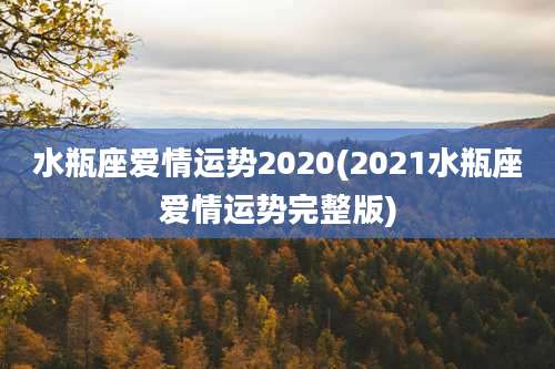 水瓶座爱情运势2020(2021水瓶座爱情运势完整版)