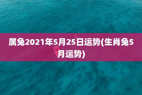 属兔2021年5月25日运势(生肖兔5月运势)