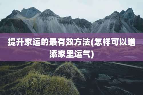 提升家运的最有效方法(怎样可以增添家里运气)