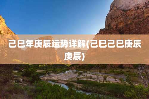 己巳年庚辰运势详解(己巳己巳庚辰庚辰)