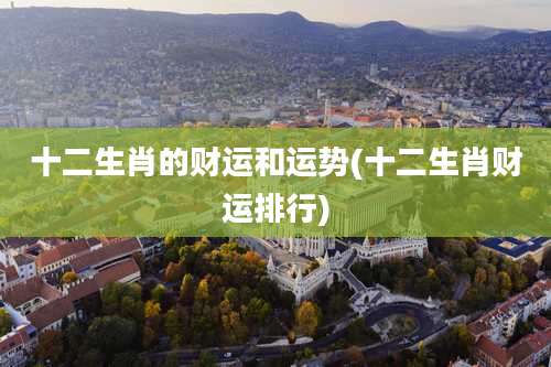 十二生肖的财运和运势(十二生肖财运排行)