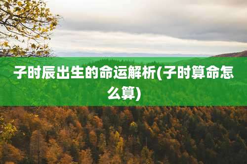 子时辰出生的命运解析(子时算命怎么算)