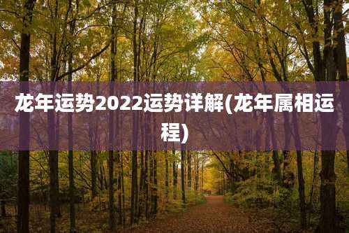 龙年运势2022运势详解(龙年属相运程)