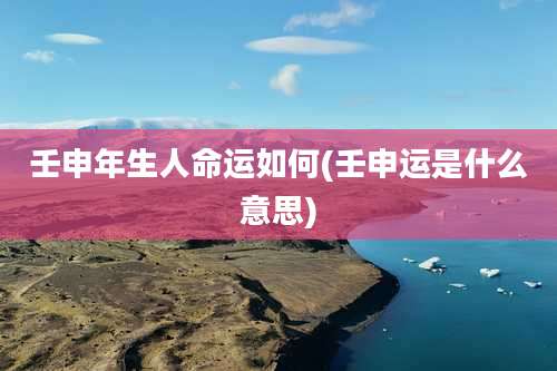 壬申年生人命运如何(壬申运是什么意思)