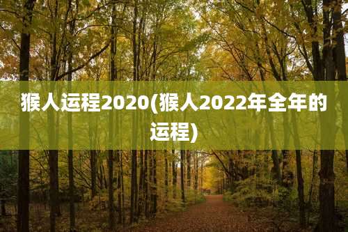 猴人运程2020(猴人2022年全年的运程)