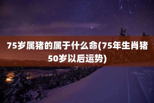 75岁属猪的属于什么命(75年生肖猪50岁以后运势)