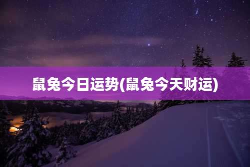 鼠兔今日运势(鼠兔今天财运)