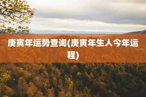 庚寅年运势查询(庚寅年生人今年运程)